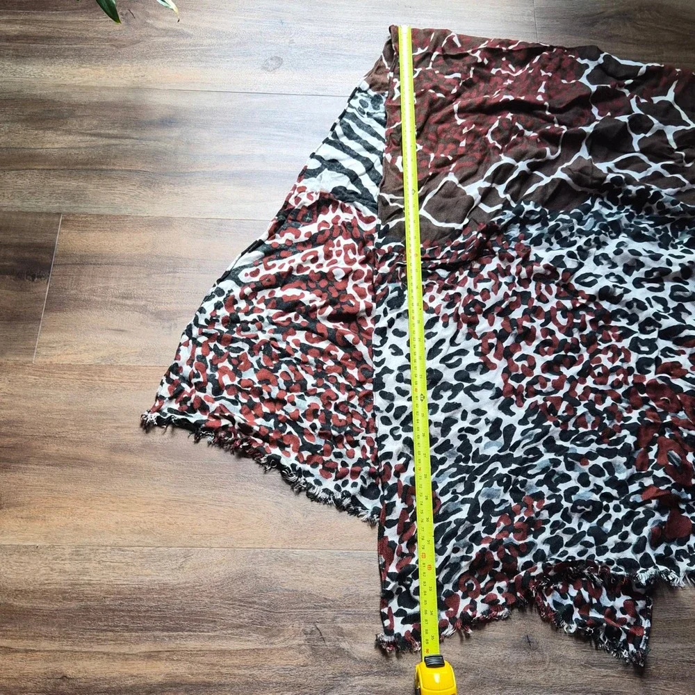 Cynthia Rowley Leopard Scarf & Roxy Sequin Shawl Bundle Womens Brown Red 2pc